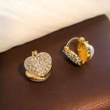 @特价 时尚精致甜美气质满钻珍珠双面耳扣高级感轻奢小众设计感金色耳环