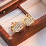 @特价 时尚精致甜美气质满钻珍珠双面耳扣高级感轻奢小众设计感金色耳环