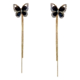 一款两戴耳钉时尚气质精致百搭耳饰女镶钻蝴蝶流苏长款轻奢耳环女