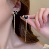 一款两戴耳钉时尚气质精致百搭耳饰女镶钻蝴蝶流苏长款轻奢耳环女