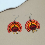可爱感恩节耳环女士女孩独特轻质亚克力彩色卡通秋火鸡鸡南瓜枫叶