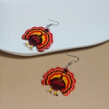 可爱感恩节耳环女士女孩独特轻质亚克力彩色卡通秋火鸡鸡南瓜枫叶