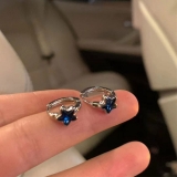 时尚蓝色星星耳钉女2025新款洋气高级感耳圈耳扣小众百搭耳饰批发