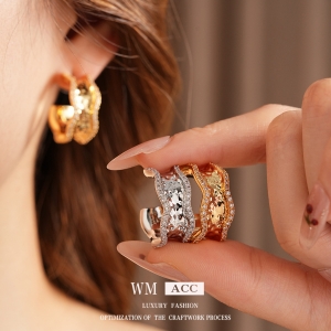 石圆形C形耳环轻奢高级感耳钉设计感小众夸张耳饰