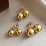 韩国亮强光珍珠耳钉简约时尚百搭耳饰三件套耳钉批发