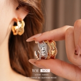 石圆形C形耳环轻奢高级感耳钉设计感小众夸张耳饰