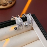 石圆形C形耳环轻奢高级感耳钉设计感小众夸张耳饰