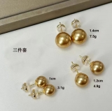 韩国亮强光珍珠耳钉简约时尚百搭耳饰三件套耳钉批发