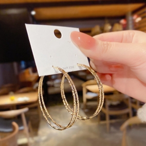 新款潮时尚大气双层圈圈耳环女个性百搭冷淡风耳圈女