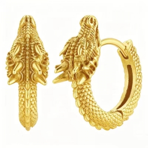 亚马逊爆款龙耳环朋克嘻哈个性龙形圈耳钉男女耳扣耳饰