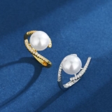 珍珠戒指女小众设计感食指时尚个性潮气质高级感几何线条指环