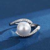 珍珠戒指女小众设计感食指时尚个性潮气质高级感几何线条指环