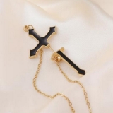 速卖通热销夸张哥特式大十字架耳环 欧美暗黑风格黑链条耳钉【单只包】