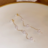 珍珠耳环女2025新款潮韩国气质个性网红长款流苏耳钉耳坠银针耳饰