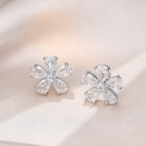 韩国新款花朵耳钉女轻奢小众设计感高级气质耳环