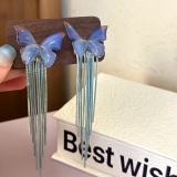 跨境蝴蝶流苏耳钉小众时尚设计耳环轻奢高级感气质饰品耳饰