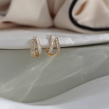 韩版滴油镶钻耳饰简约气质小众个性新款高级感耳环女