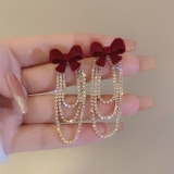 新款蝴蝶结流苏吊坠耳钉 气质时尚高级感百搭耳环 小众耳饰