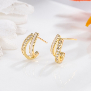韩版滴油镶钻耳饰简约气质小众个性新款高级感耳环女