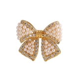 法式高级感水钻珍珠耳夹蝴蝶结气质无耳洞耳骨夹微镶精致耳饰【一对】