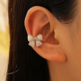 法式高级感水钻珍珠耳夹蝴蝶结气质无耳洞耳骨夹微镶精致耳饰【一对】