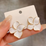 欧美大气磨砂滴釉大花瓣耳环女高级感气质网红银针耳钉冷淡风耳饰