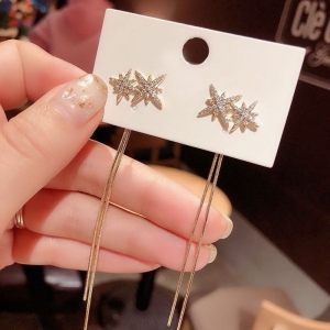 韩国东大门个性气质百搭款耳环时尚简约潮流超仙星星长款流苏耳环