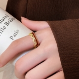 秋冬金色锆石红色波浪开口戒指女复古轻奢高级感食指戒小众配饰品