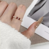 超显白红色新款锆石戒指法式复古小众设计食指精致百搭高级指环女