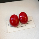 安可拉红色滴油圆形耳环超仙复古时尚耳钉小众设计感气质耳饰