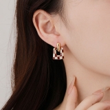 跨境饰品小众高级感吊坠耳钉配饰轻奢耳环千鸟格韩版气质耳饰女款