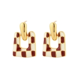 跨境饰品小众高级感吊坠耳钉配饰轻奢耳环千鸟格韩版气质耳饰女款