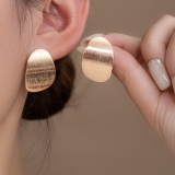 欧美复古INS个性金属风耳环跨境夸张条纹拉丝轻奢百搭高级感耳钉