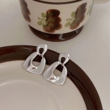 韩国东大门设计几何多边形雾面哑金耳环简约设计感金属耳坠耳饰品