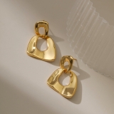 韩国东大门设计几何多边形雾面哑金耳环简约设计感金属耳坠耳饰品