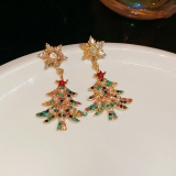 欧美跨境热销圣诞系列 彩钻雪花圣诞树耳环 时尚彩色铃铛耳环批发