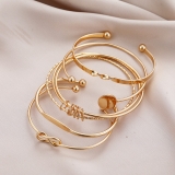 欧美跨境复古简约链条手链时尚混搭开口手镯手饰叠戴风组合批发