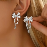 亚马逊跨境爆款个性简约蝴蝶结耳钉时尚潮流耳环小众设计感耳饰