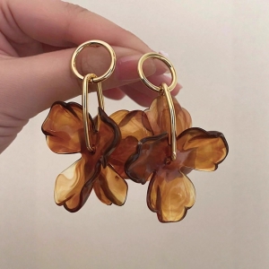 烂漫花园法式复古亚克力花朵夸张耳环轻奢高级气质时髦小众耳饰品