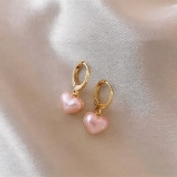 韩国东大门复古人鱼姬爱心珍珠气质小众高级设计感耳扣耳饰