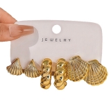 高级感几何简约轻奢金属风C型麻花贝壳耳环设计感耳饰潮流时尚女