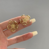 韩版小众设计感镂空大花耳环韩系时尚清冷ins风格重工耳饰品批发
