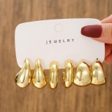 欧美跨境爆款亚克力新款高级感金色耳环套装女光面耳钉耳饰饰品