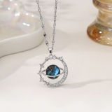 星空星球轻奢气质华丽满钻项链女百搭锁骨项链气质轻奢小众设计感