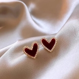 个性法式精致小巧微镶爱心耳环女气质甜美高级感气质耳钉耳饰
