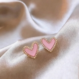 个性法式精致小巧微镶爱心耳环女气质甜美高级感气质耳钉耳饰