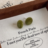 彩色植绒圆球耳钉女款秋冬2026新款复古气质耳环时尚个性甜美耳饰