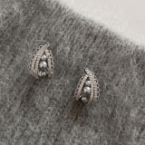 韩国个性清冷灰色珍珠蕾丝耳环轻奢高级感女法式复古小众