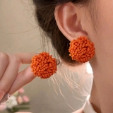 法式精致珍珠编织花朵耳钉复古轻奢气质爆款耳环高级感个性耳饰品