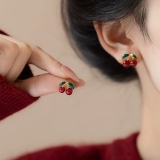 小众设计可爱樱桃耳钉女2026新款时尚独特耳环气质高级感百搭耳饰